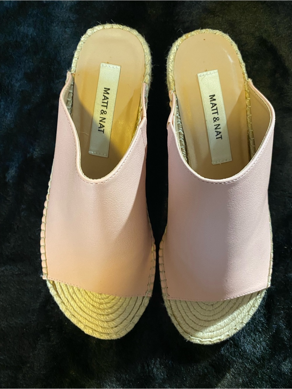 Matt & Nat Blush Pink Espadrille Slide Mules, 8